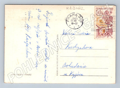 Pohlednice zimní krajina Vánoce Nový Rok 1961 (M23462)