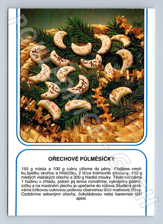 Pohlednice Ořechové půlměsíčky recept (M23471)