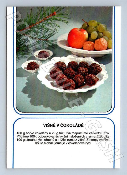 Pohlednice Višně v čokoládě recept s ovocem (M23473)