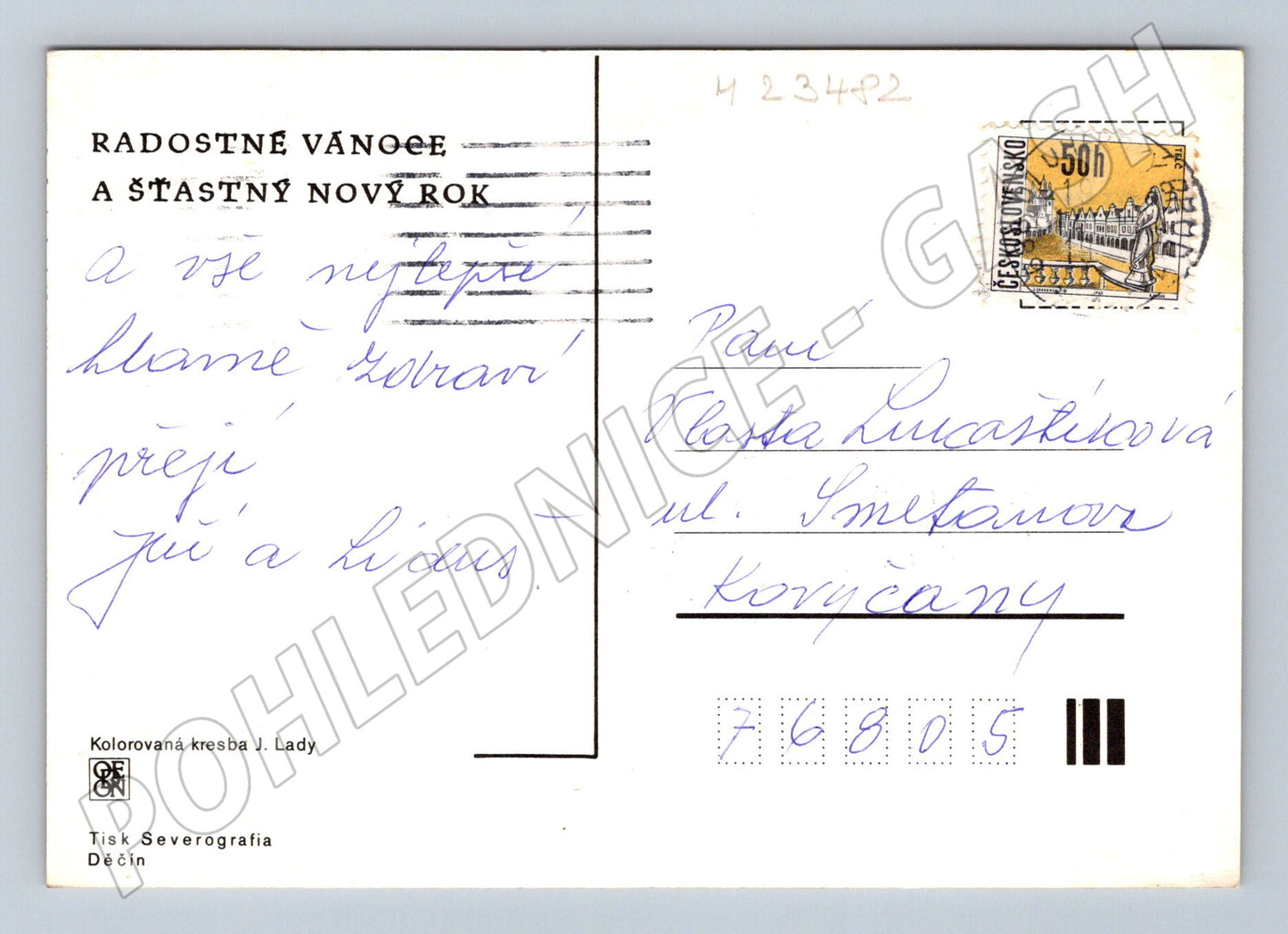 Pohlednice zimní vesnice Josefa Lady vánoční motiv (M23482)