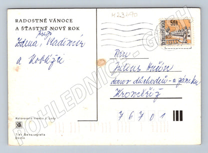 Pohlednice Jos. Lada zimní motiv zvíře 1948 (M23490)