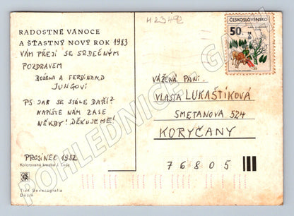 Pohlednice Vánoční zimní krajina J. Lady 1982 (M23492)