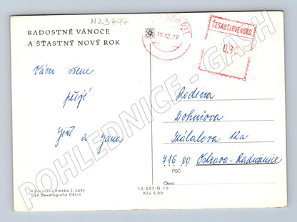 Pohlednice Josef Lada Novoroční zimní scéna 1977 (M23497)