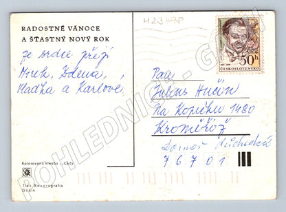 Pohlednice Josef Lada zimní krajina ponocný (M23498)