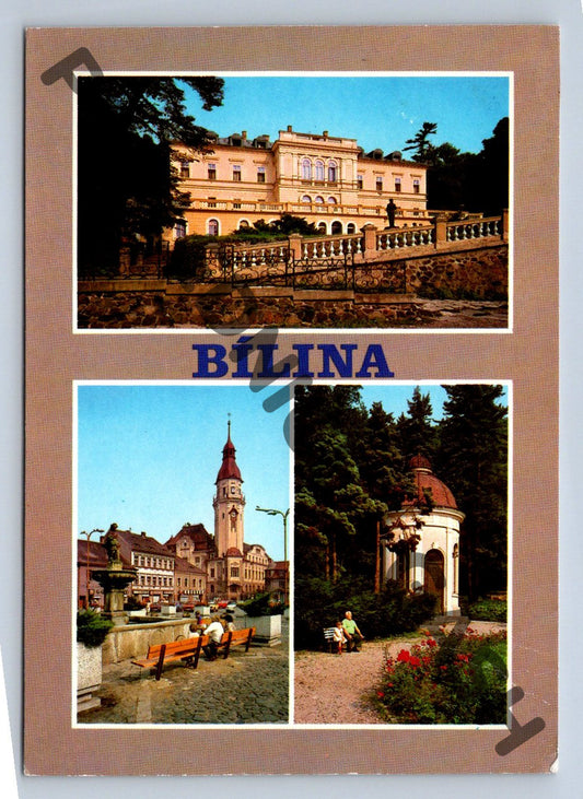Pohlednice Bílina – pohlednice se zámkem a městskými památkami (M235)
