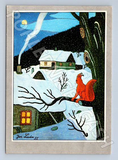 Pohlednice Josef Lada vánoční zimní motiv 1989 (M23508)