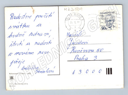 Pohlednice Jos. Lada zimní vesnice Vánoce 1955 (M23509)