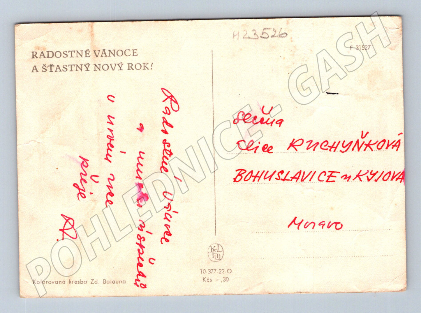 Pohlednice vánoční zimní scéna děti 1930 (M23526)