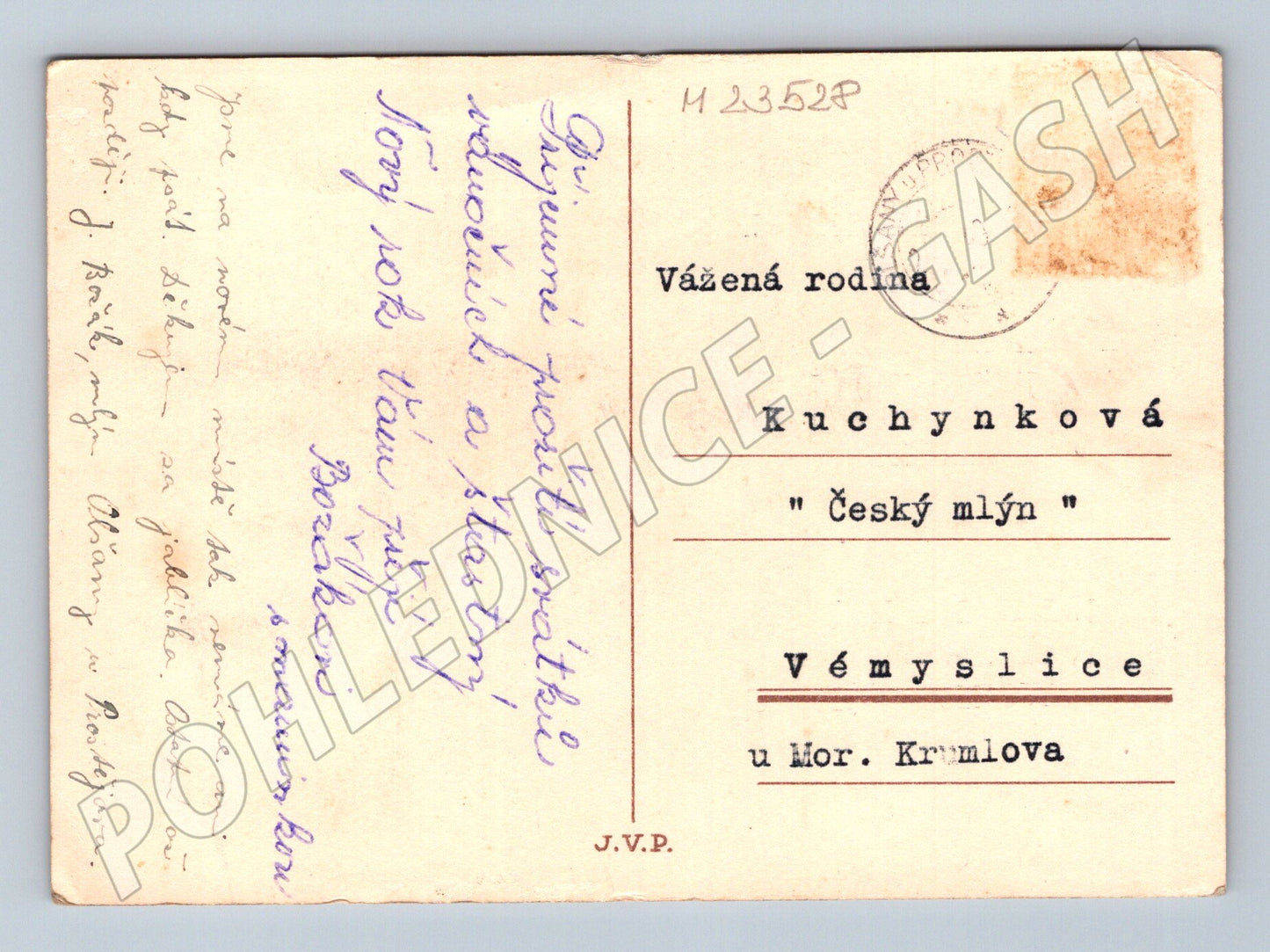 Pohlednice Vánoční svíčka a stromeček (M23528)
