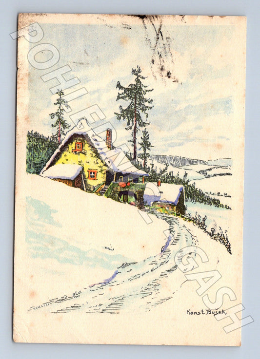 Pohlednice zimní krajina Konst. Býček 1911 (M23534)