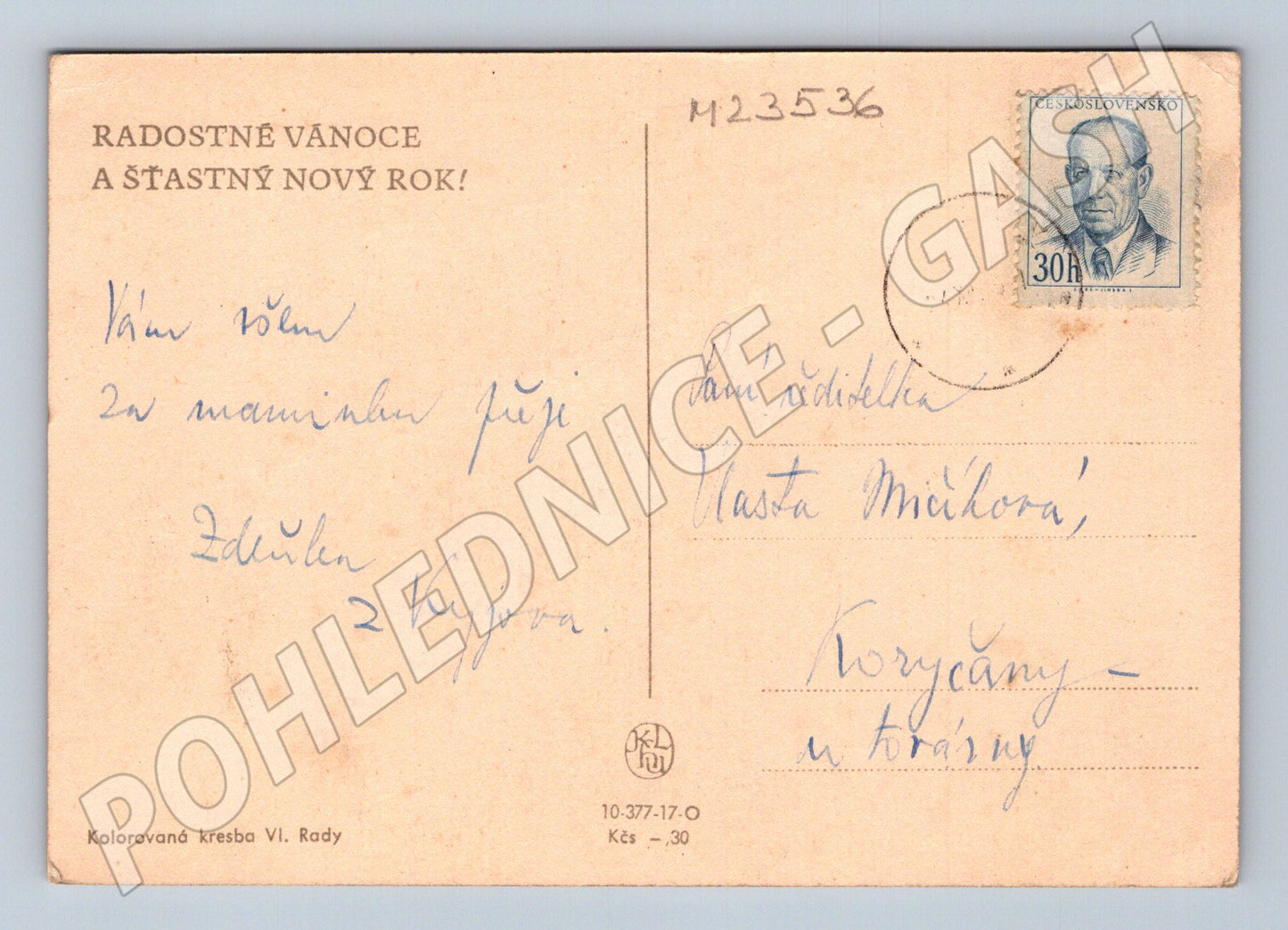Pohlednice Vánoční děti s knihou 1946 (M23536)