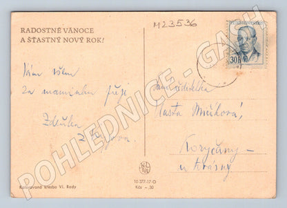 Pohlednice Vánoční děti s knihou 1946 (M23536)