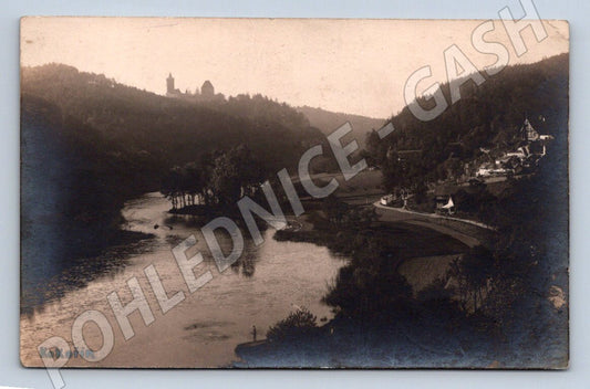 Pohlednice Kokořín u řeky 1922 (M2354)
