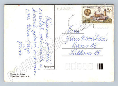 Pohlednice vánoční zimní motiv děti sněhulák 1968 (M23542)