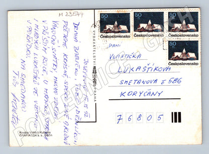 Pohlednice vánoční motiv děti rybaření na ledu 1992 (M23544)