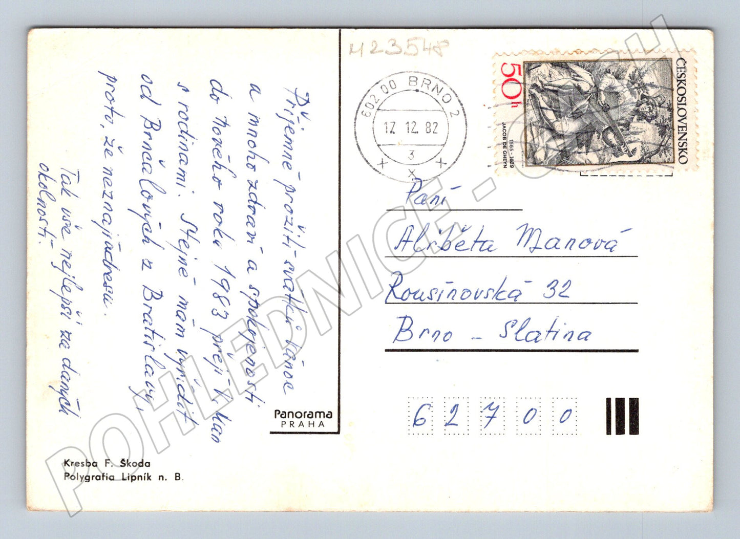 Pohlednice Zimní scéna děti sněhulák 1982 (M23548)