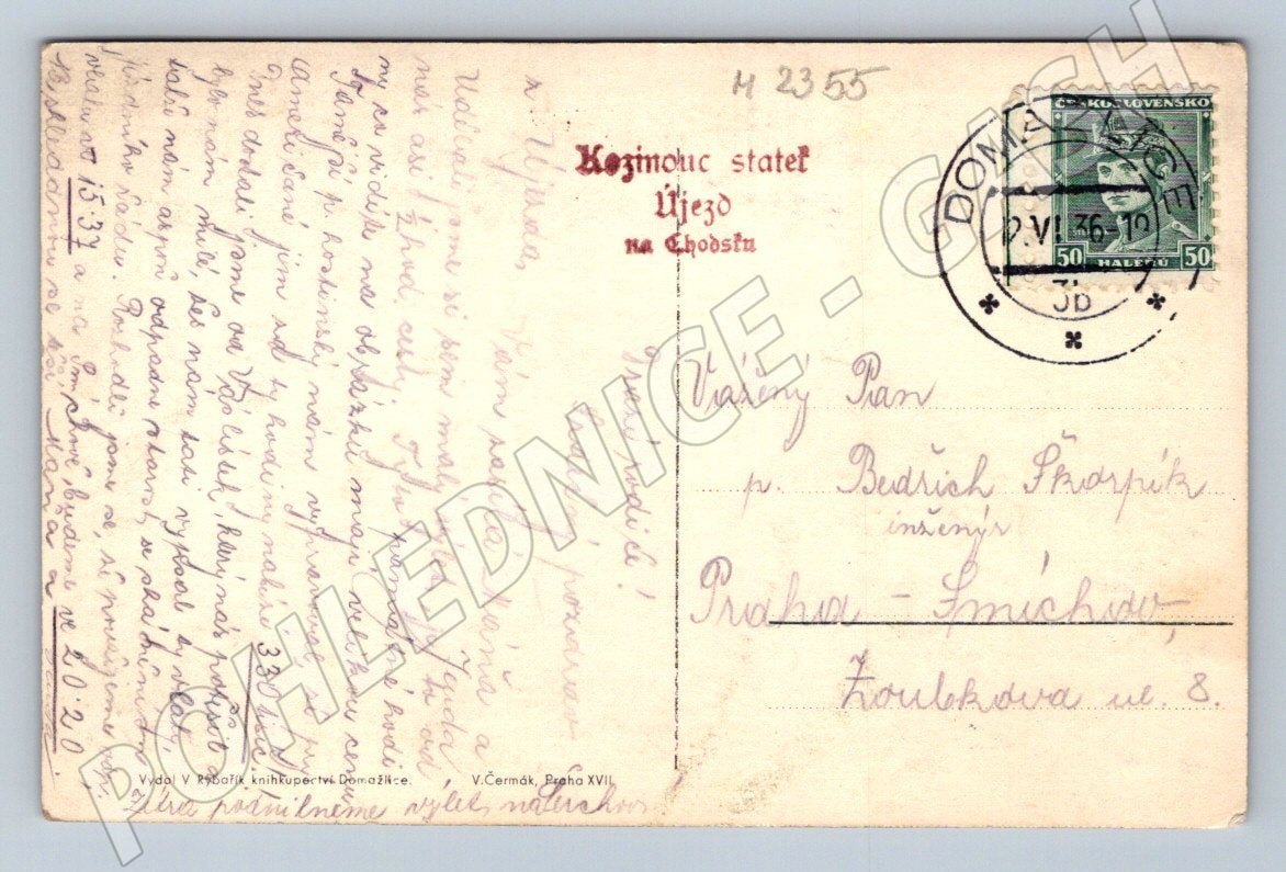 Pohlednice Újezd na Chodsku Kozinův statek pamětní chodské (M2355)
