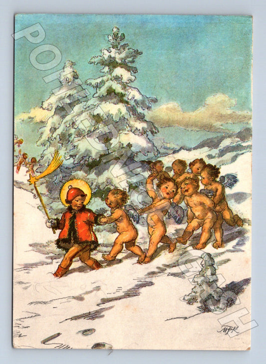 Pohlednice Vánoce andělíčci 1930 (M23554)
