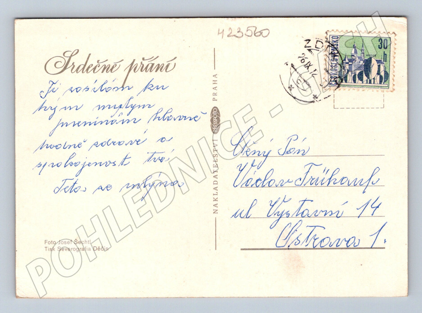 Pohlednice rudá růže 1914 (M23560)