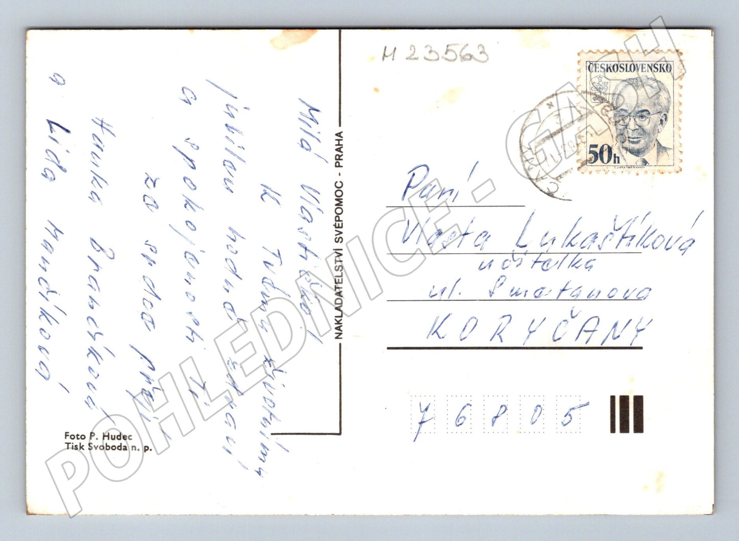 Pohlednice Srdečné přání květiny ve váze 1985 (M23563)