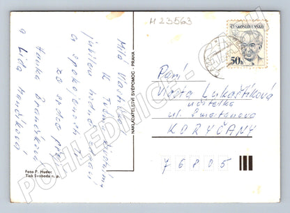 Pohlednice Srdečné přání květiny ve váze 1985 (M23563)