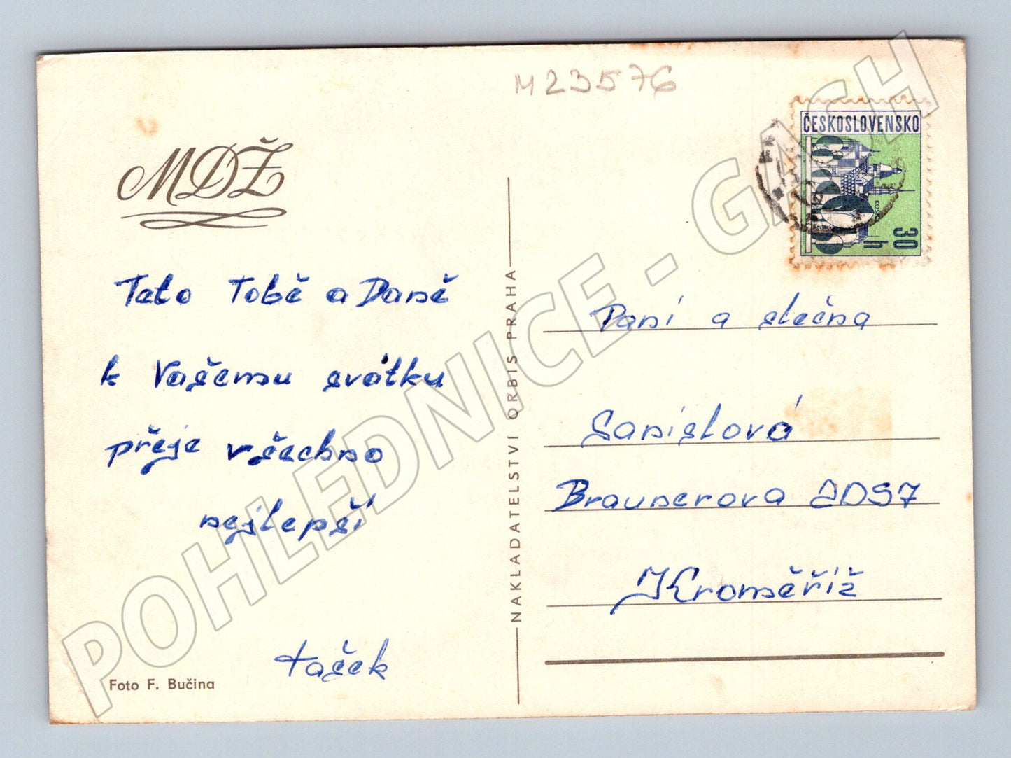 Pohlednice slavnostní motiv karafiáty (M23576)