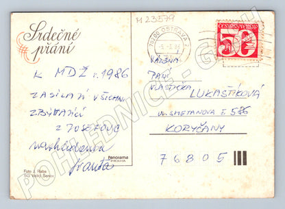 Pohlednice květiny ve váze 1986 (M23579)
