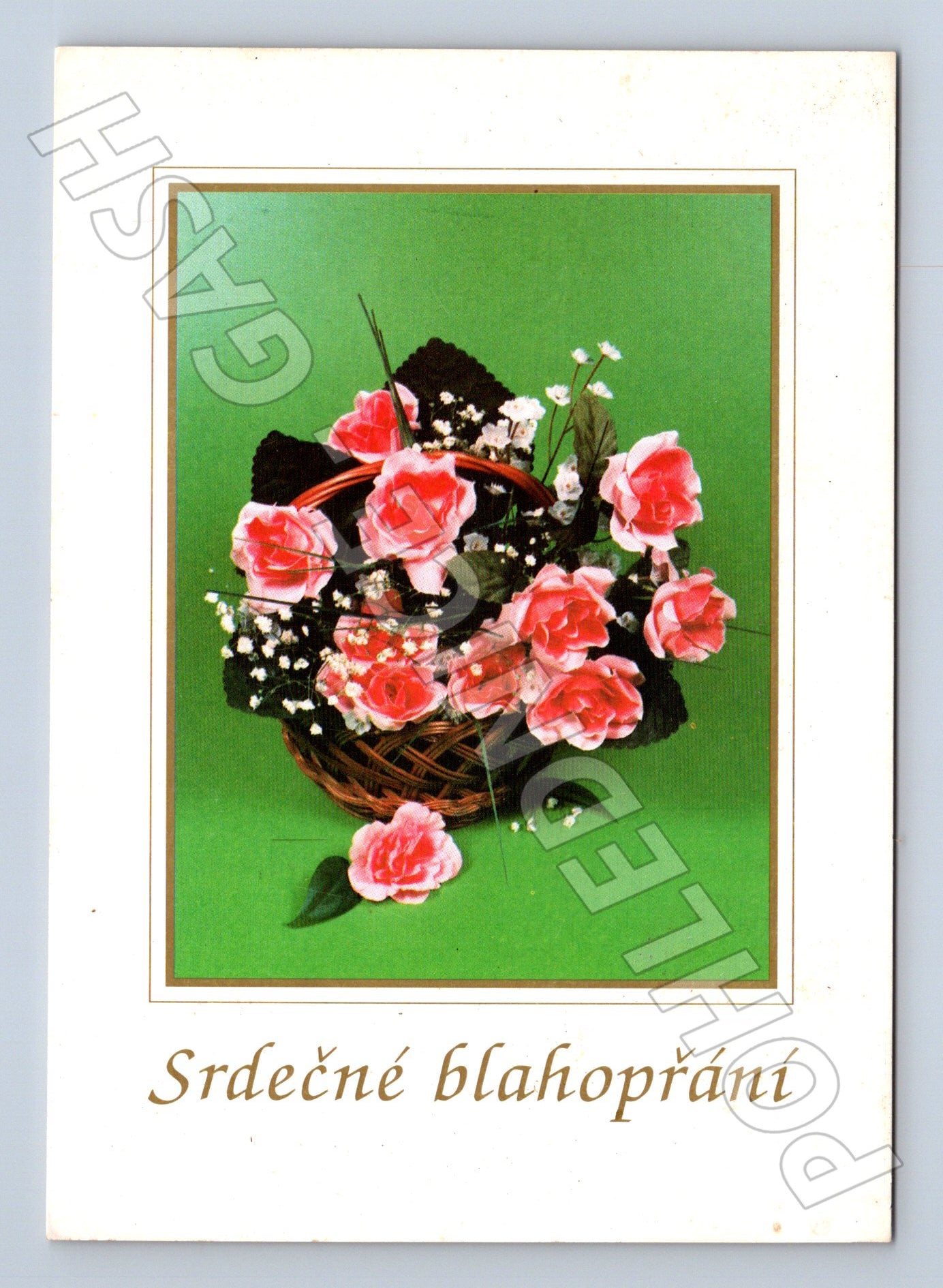 Pohlednice Kytice růží, Srdečné blahopřání 1989 (M23582)
