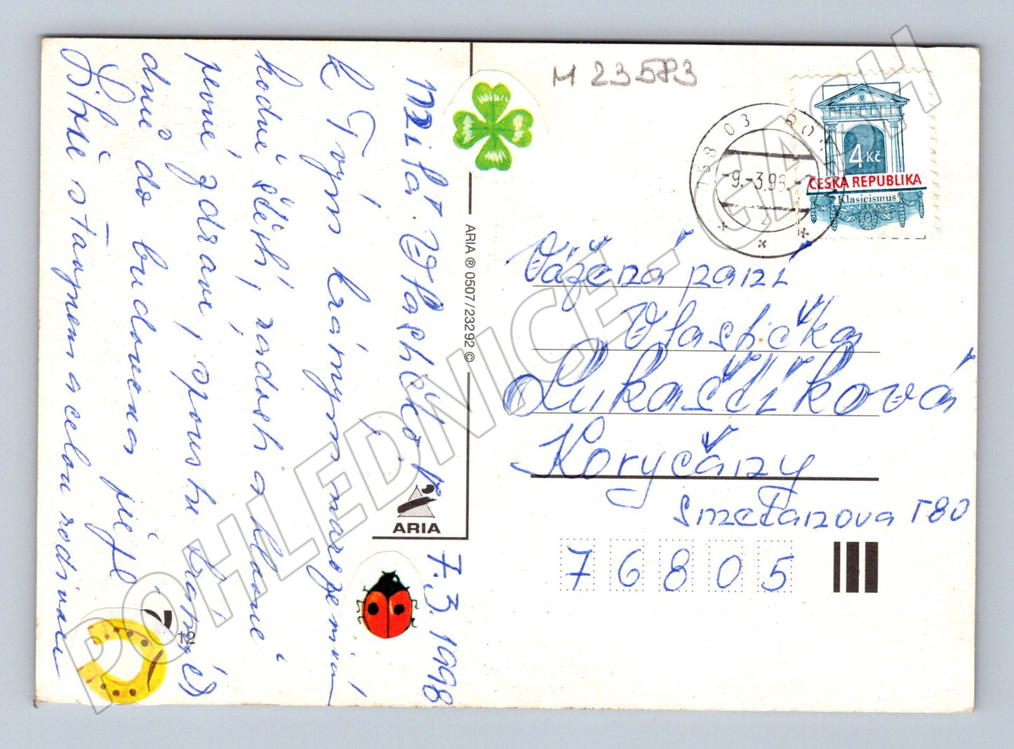 Pohlednice Kytice růží a šperk Vše nejlepší 1998 (M23583)