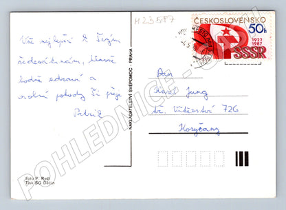 Pohlednice Kytice fialových zvonků ve váze 1987 (M23587)