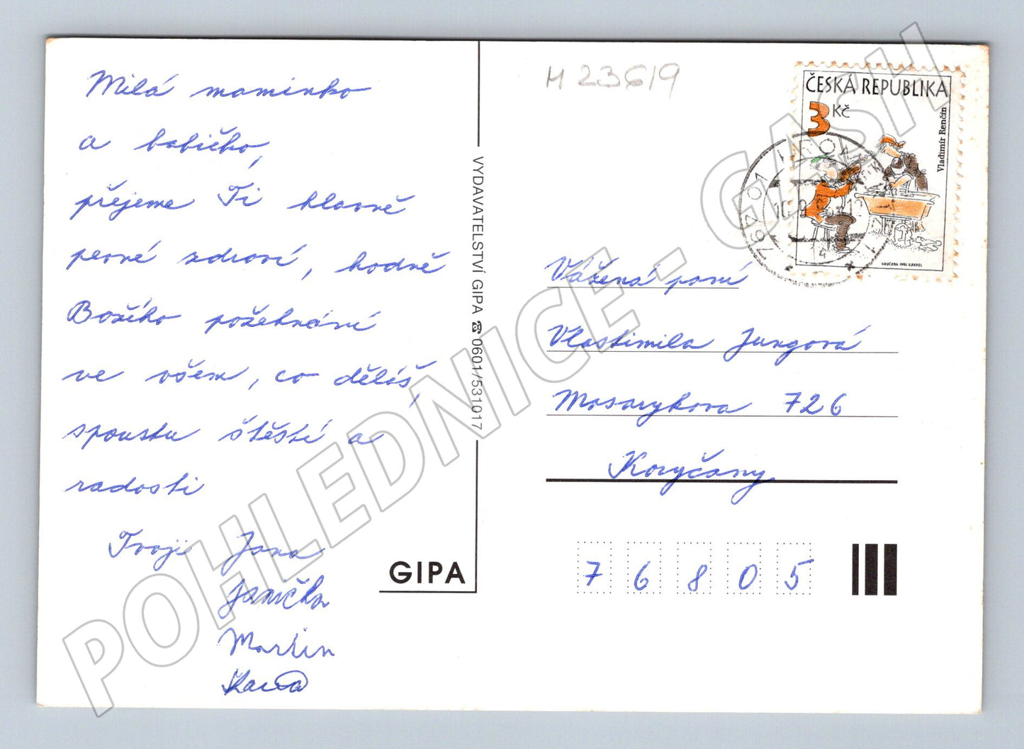 Pohlednice kytice květin (M23619)