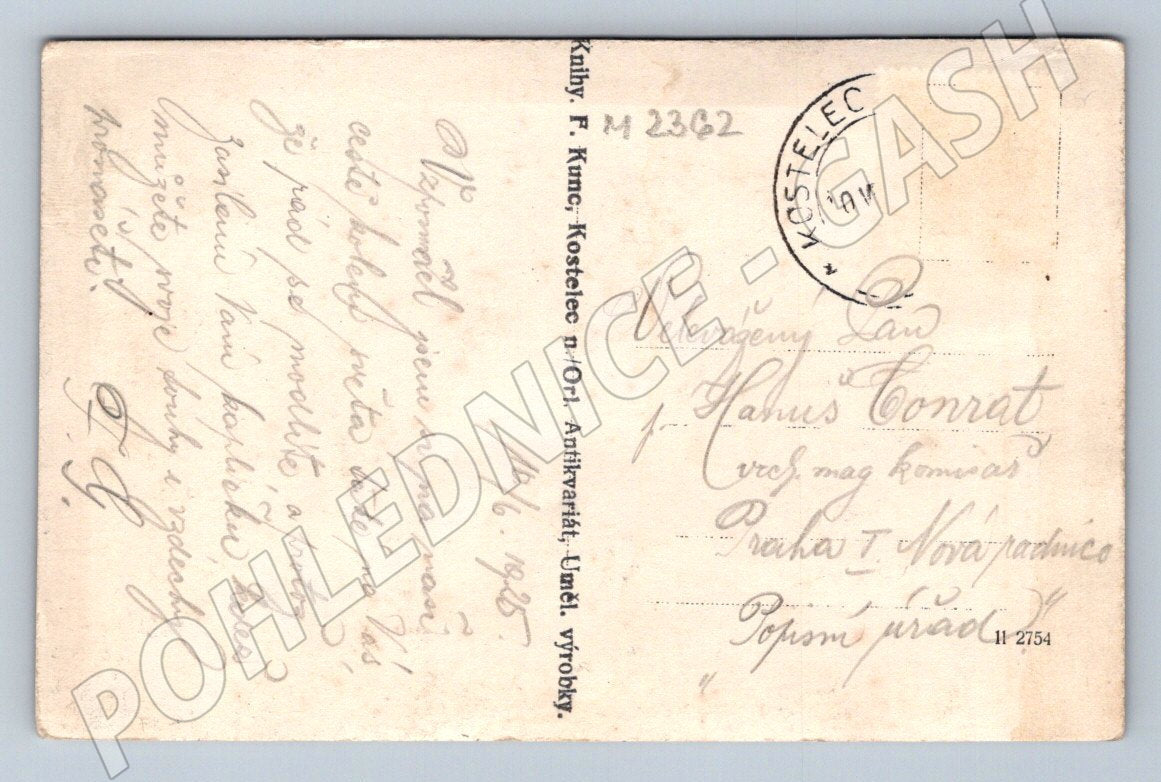 Pohlednice Kostelec nad Orlicí hrad raz 1905 (M2362)