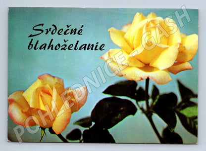 Pohlednice Slovensko Květiny žluté růže 1974 (M23624)