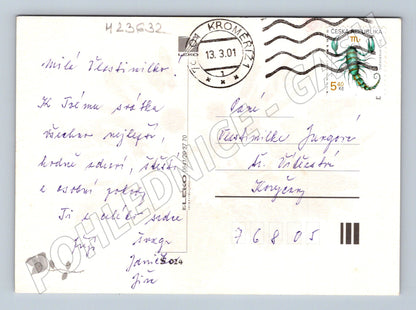 Pohlednice Kroměříž kytice Vše nejlepší 2001 (M23632)