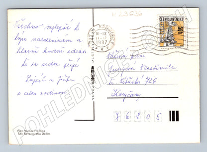 Pohlednice oranžová růže 1987 (M23636)