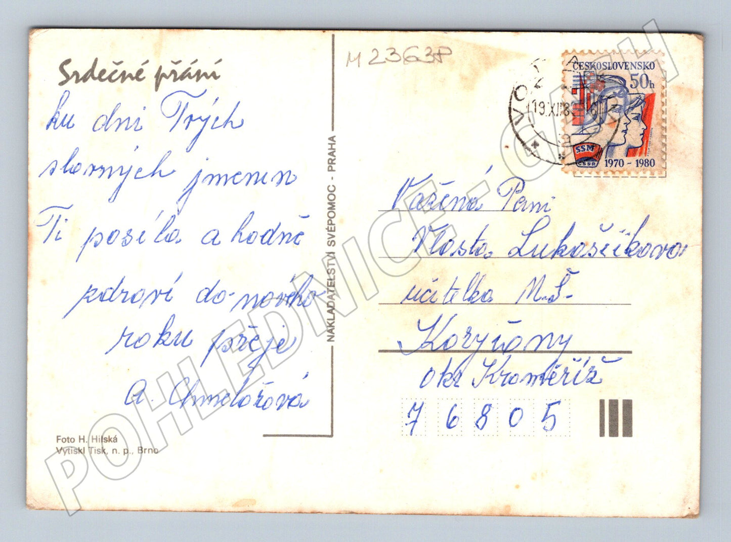 Pohlednice macešky květiny 1979 (M23638)