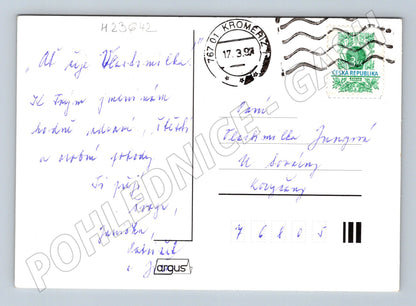Pohlednice Kroměříž kytice květin a podkovy 1991 (M23642)