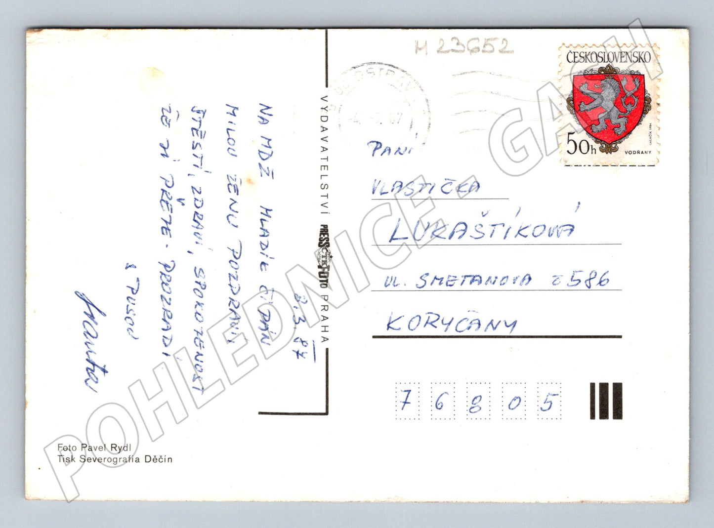 Pohlednice Kvetoucí větvička ve váze 1987 (M23652)