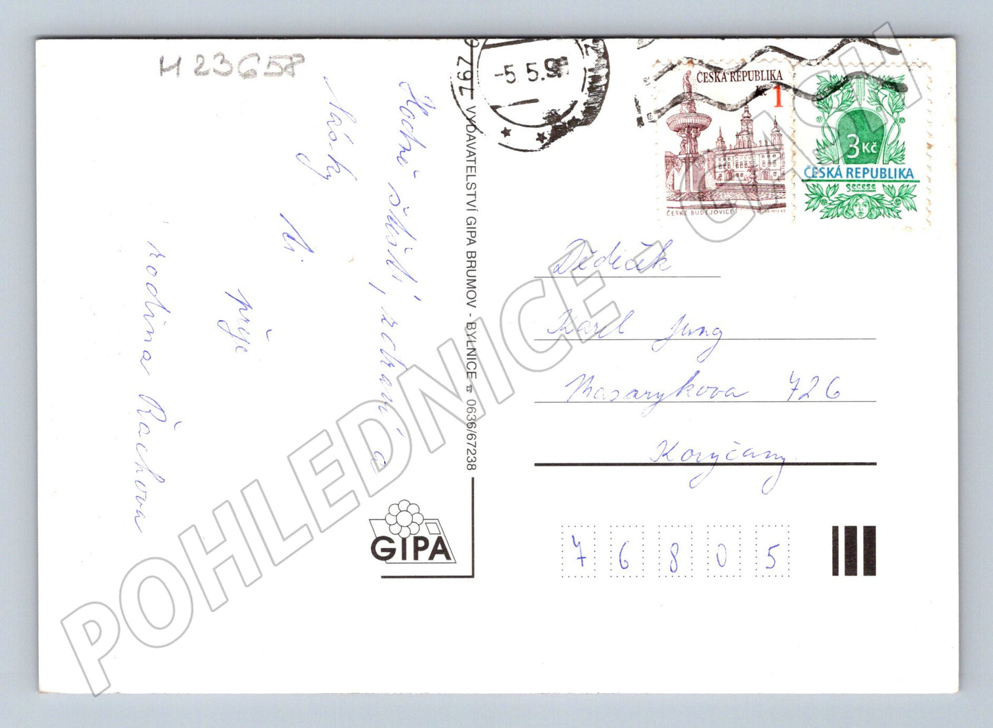 Pohlednice kytice Srdečné blahopřání 1999 (M23658)