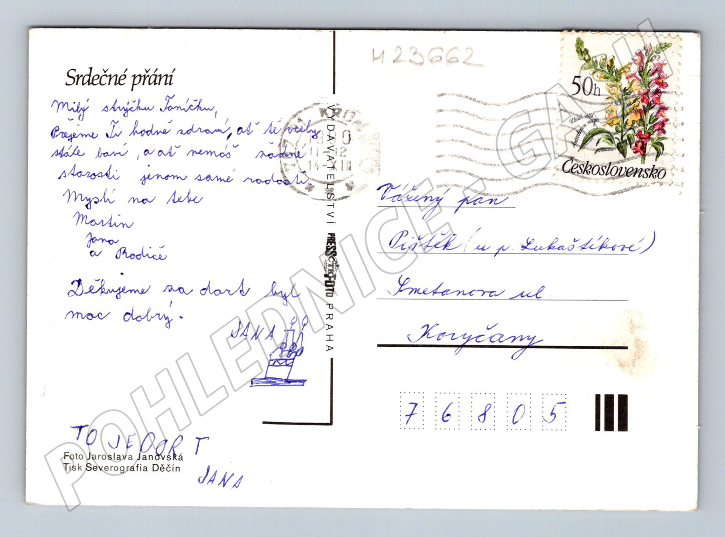 Pohlednice kytice květin 1978 (M23662)