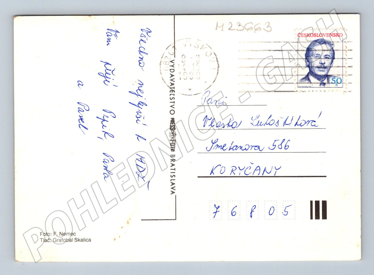 Pohlednice Srdečné blahopřání růže 1990 (M23663)