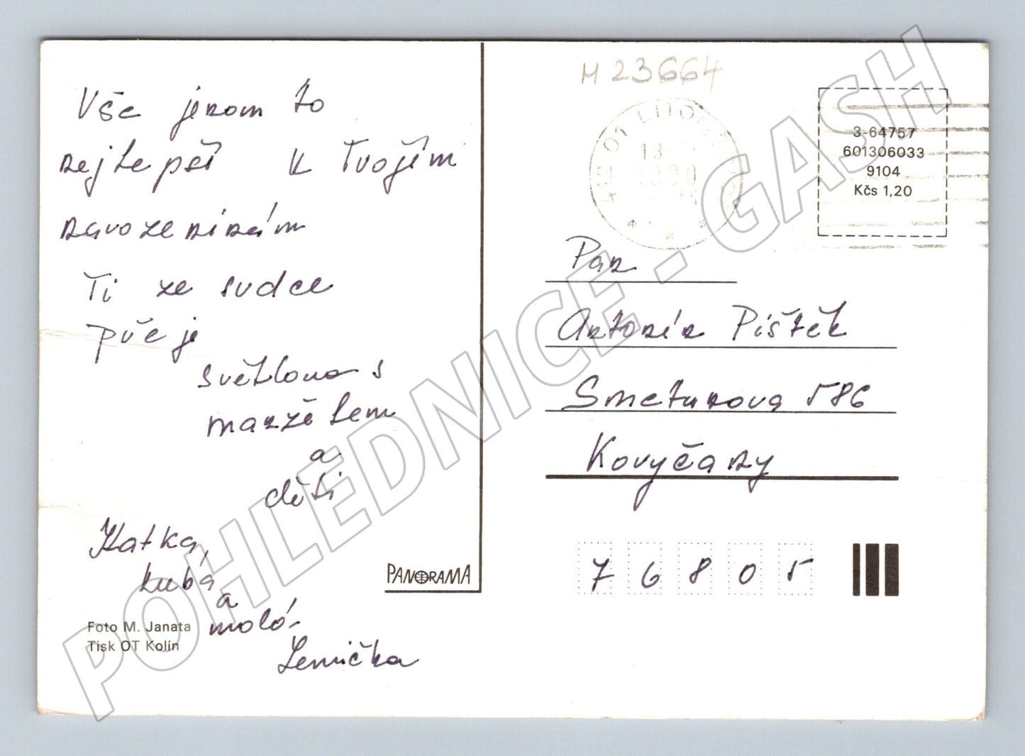 Pohlednice Srdečné přání květiny ve váze 1980 (M23664)