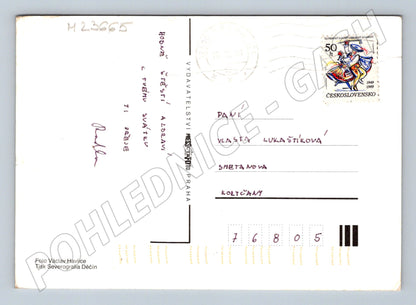 Pohlednice Srdečné přání červená růže 1989 (M23665)