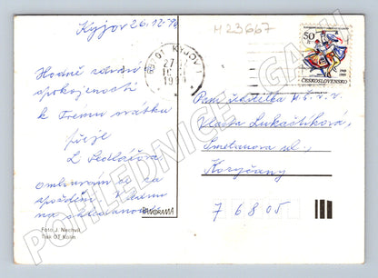 Pohlednice Kyjov květina srdečné přání 1990 (M23667)