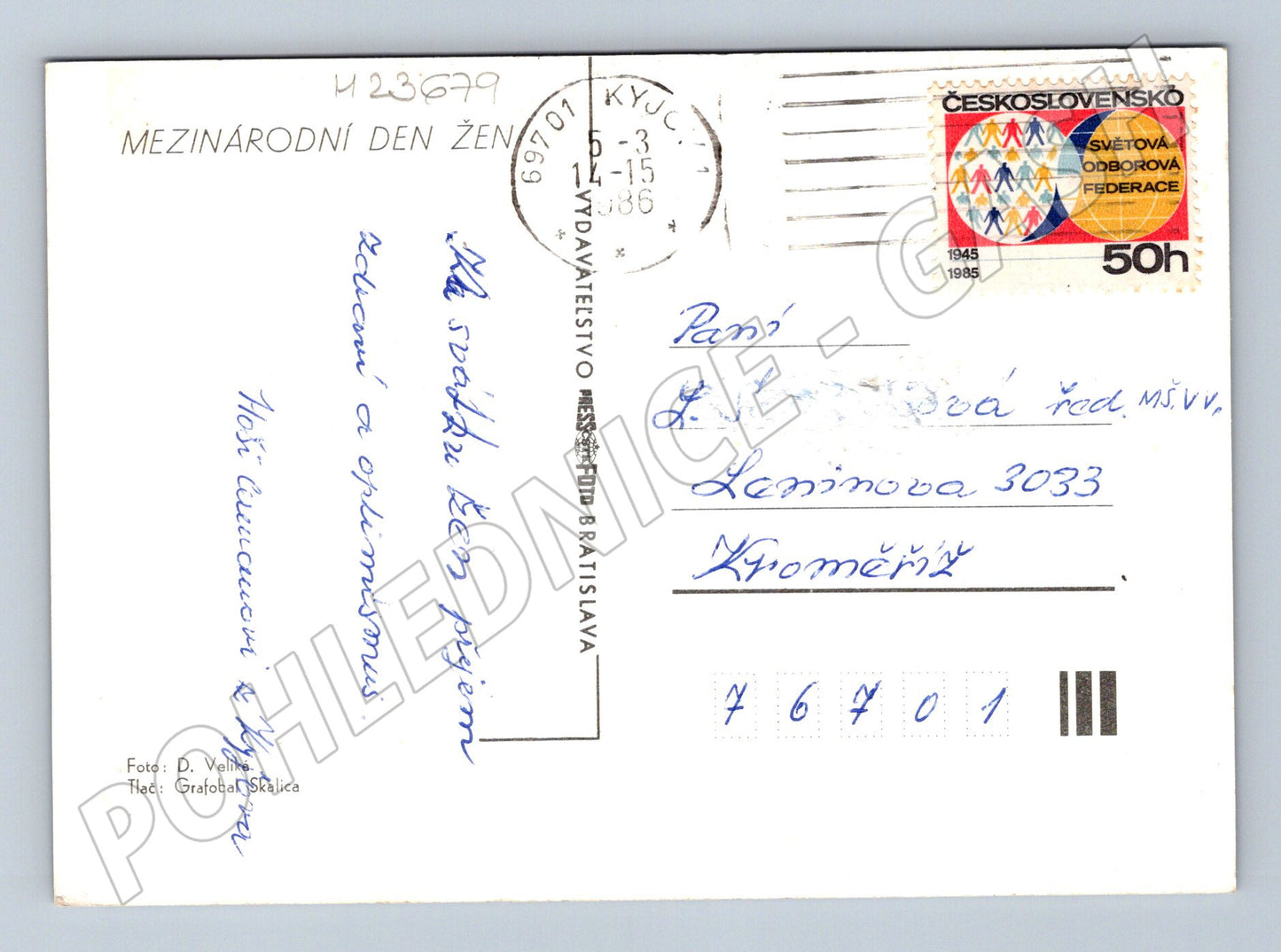Pohlednice Květiny Mezinárodní den žen 1986 (M23679)