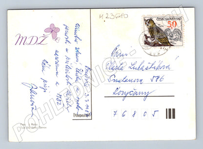 Pohlednice tři červené růže 1982 (M23680)