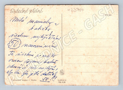 Pohlednice květiny ve váze kresba (M23704)