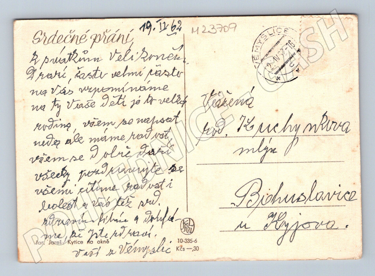 Pohlednice Kytice ve váze 1962 (M23709)