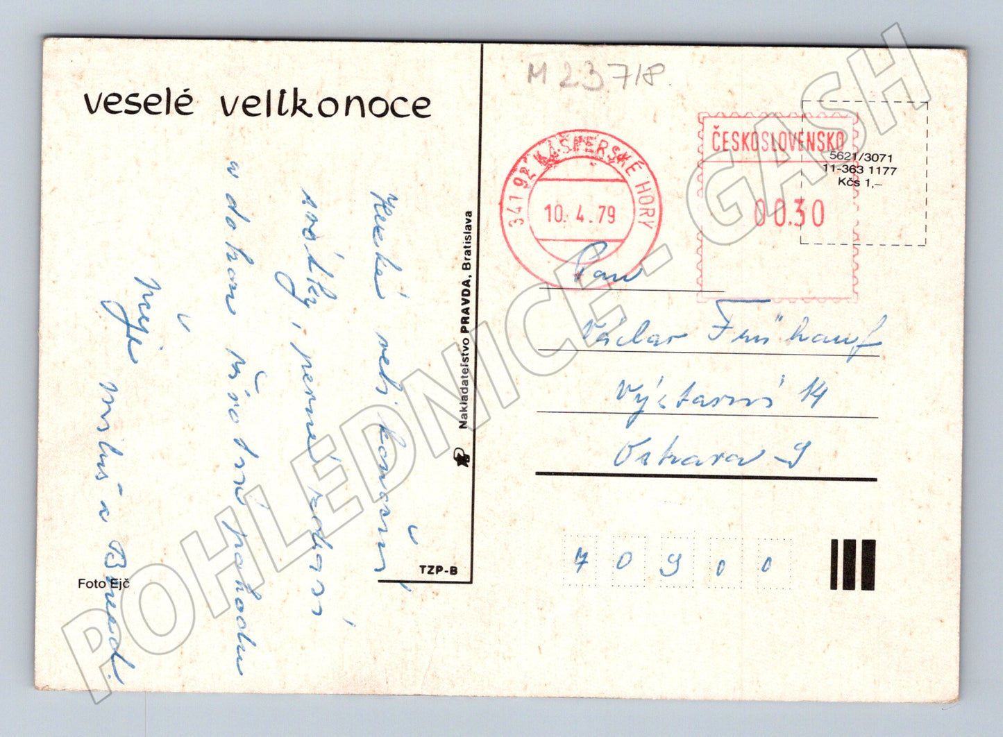 Pohlednice Slovensko Velikonoce vejce květiny 1979 (M23718)