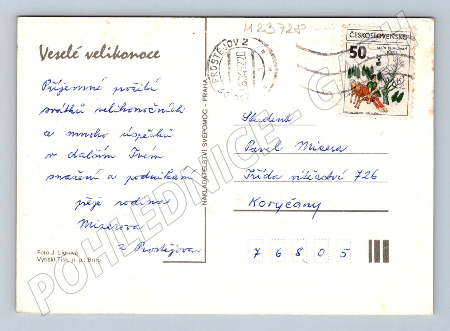 Pohlednice Velikonoce malované kraslice 1980 (M23728)